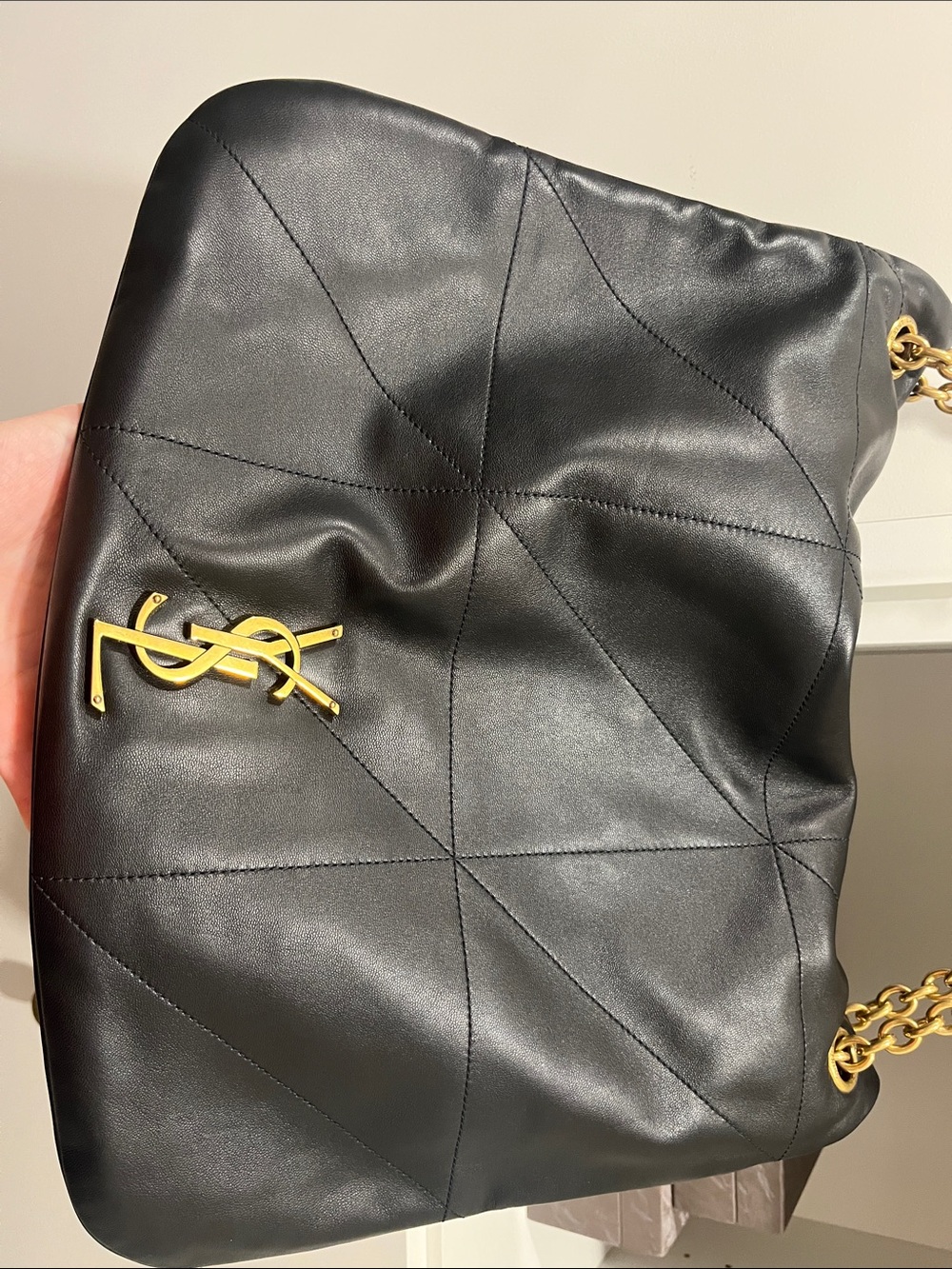 Saint Laurent Black Quilted Leather Shoulder Bag with Gold Chain Strap - Picture 2 of 8